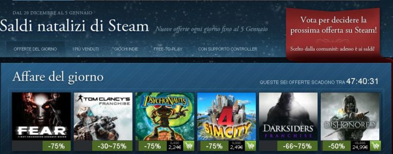 Partiti i saldi di Natale su Steam: giochi scontati fino a 75%!