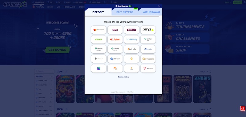 Sportaza Casino Storting