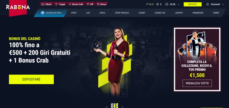 Sito web del casinò Rabona