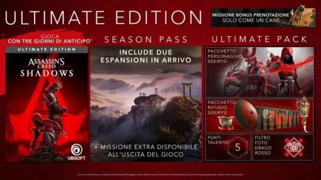 I contenuti delle edizioni di Assassin's Creed Shadows