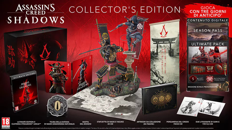 Cosa contiene l'edizione da collezione di Assassin's Creed Shadows