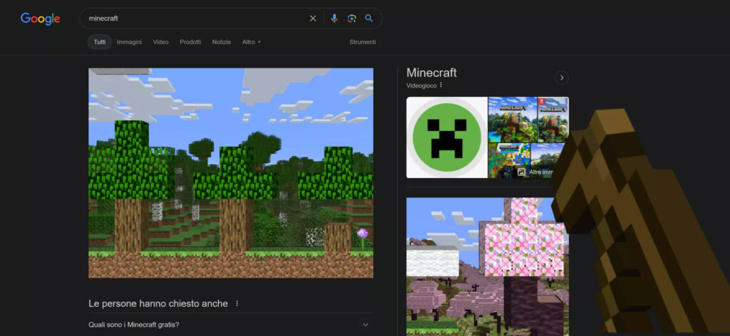 Minecraft su Google, senza app, client e software