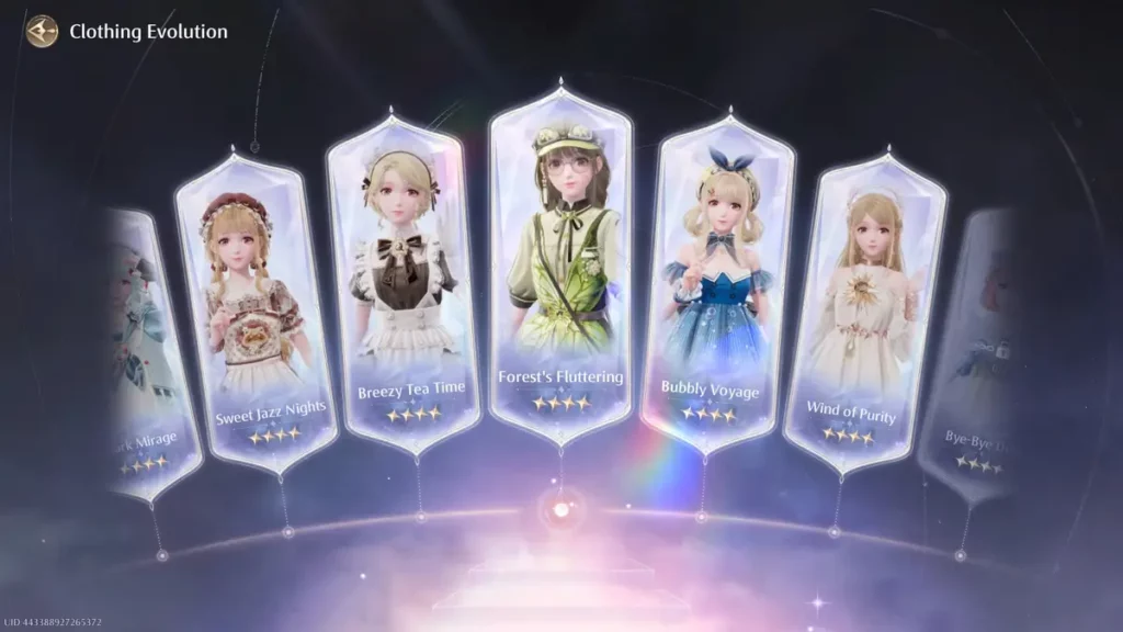 Guida all'evoluzione dei vestiti in Infinity Nikki