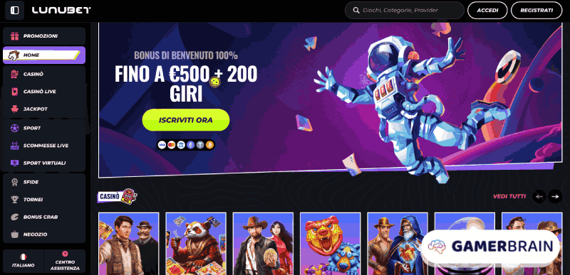 LunuBet casinò online Italia 50 euro bonus senza deposito