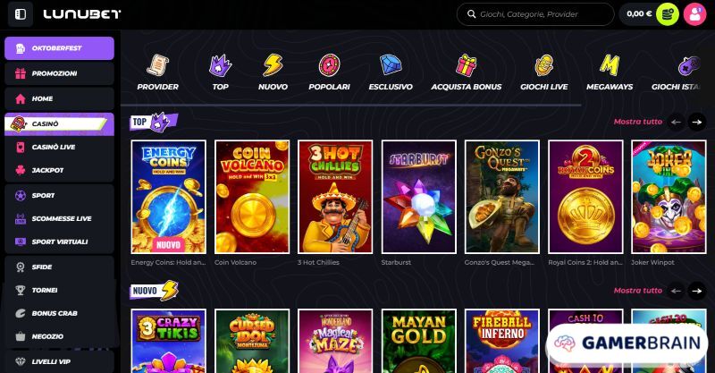 Lunubet casino non AAMS giochi bonus 50 eur senza deposito
