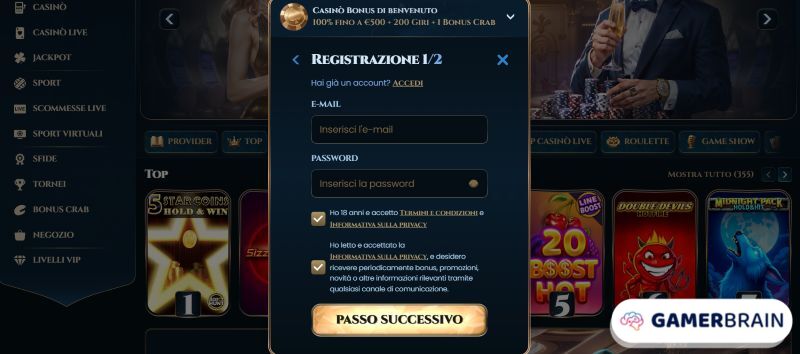 WonderLuck casino Bonus Crab registrazione IT